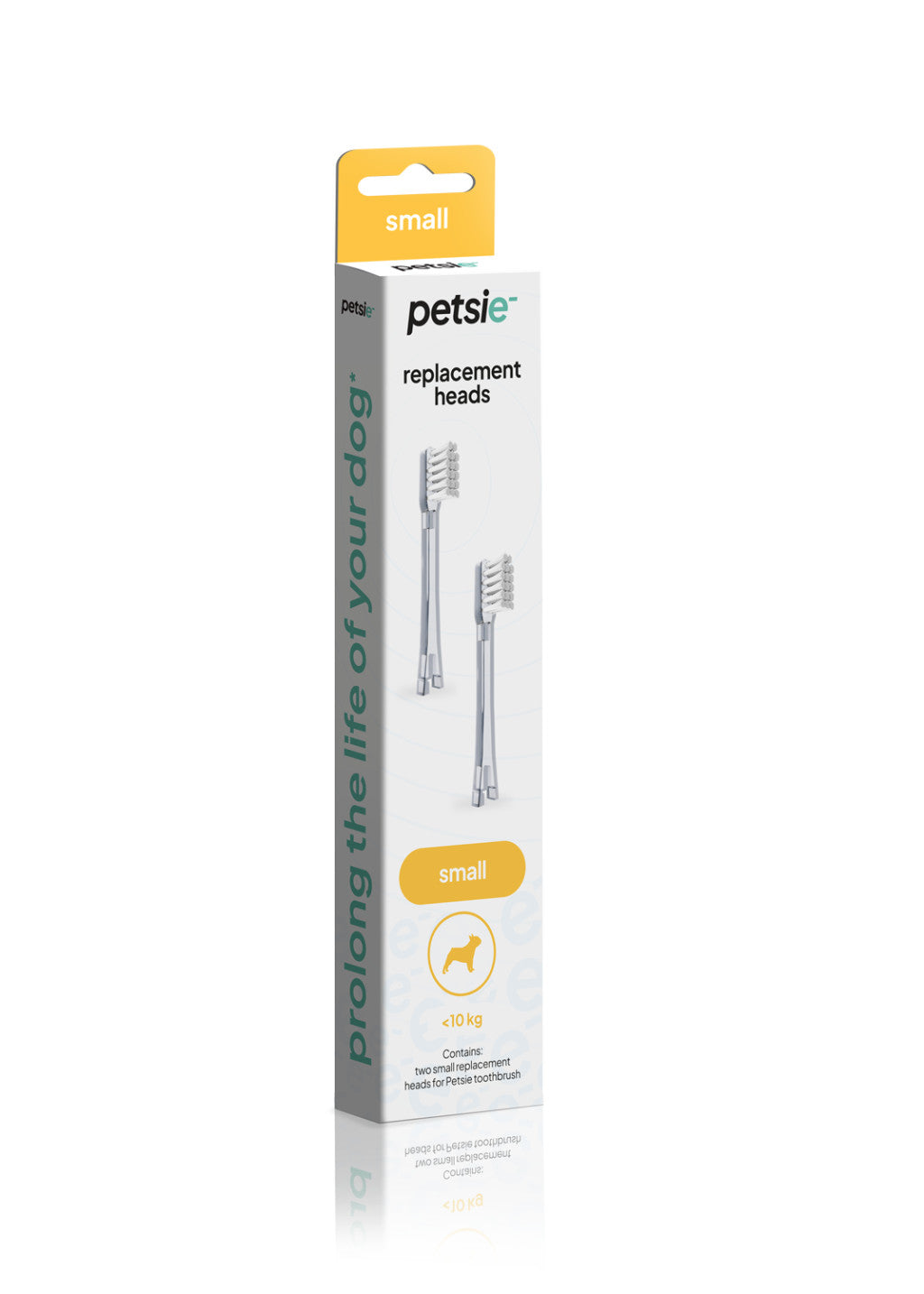 2 replacement heads for Petsie dog toothbrush (size S -10kg)